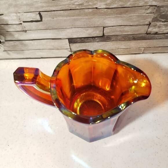 Vintage Red Carnival Glass Pitcher Creamer Lusterware Iridescent MCM - Picture 6 of 6